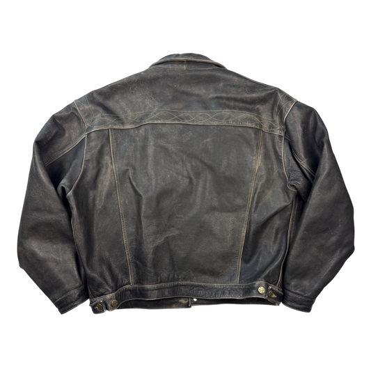 Chevignon Patina Leather Trucker Jacket (L)