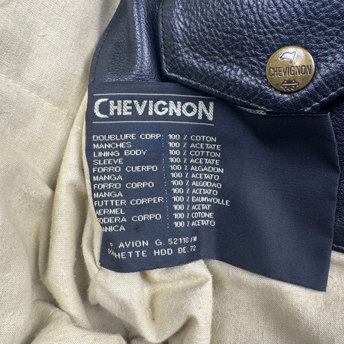 Chevignon Vintage Black Cow Leather Aviator Jacket (M)