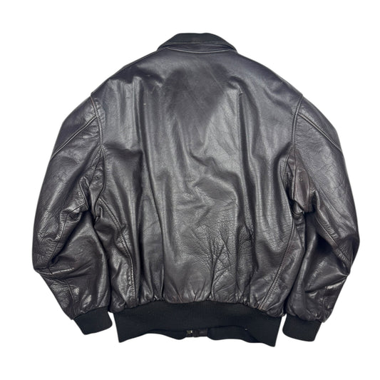 Chevignon Dark Grey Brown Cow Leather Aviator Jacket (XXL)