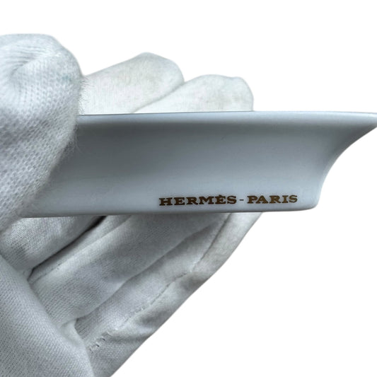 Hermés Tiny Sky Blue Porcelain Ashtray with Cloud Motif – Gold Rim