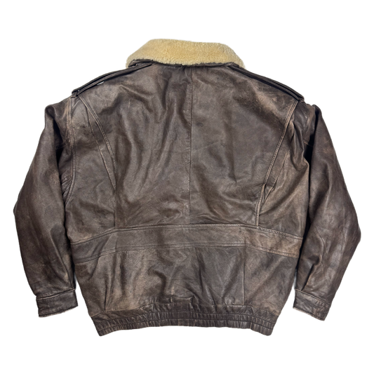 Nappa Leather Jacket – Shearling Collar – Brown (XXL)