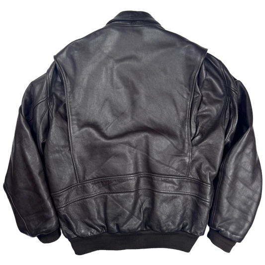 Chevignon Cowhide Leather Aviator Jacket Black (XXL)