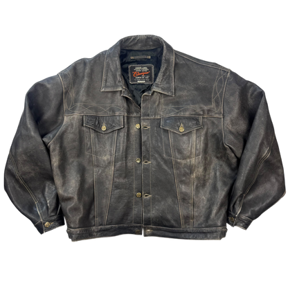 Chevignon Patina Leather Trucker Jacket (L)