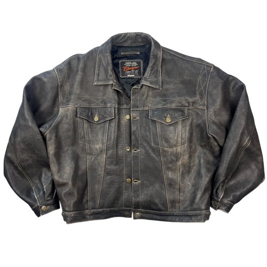 Chevignon Patina Leather Trucker Jacket (L)