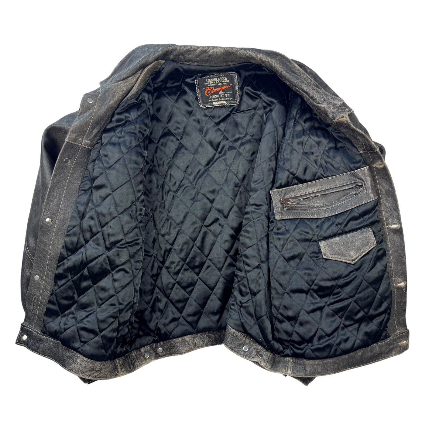 Chevignon Patina Leather Trucker Jacket (L)