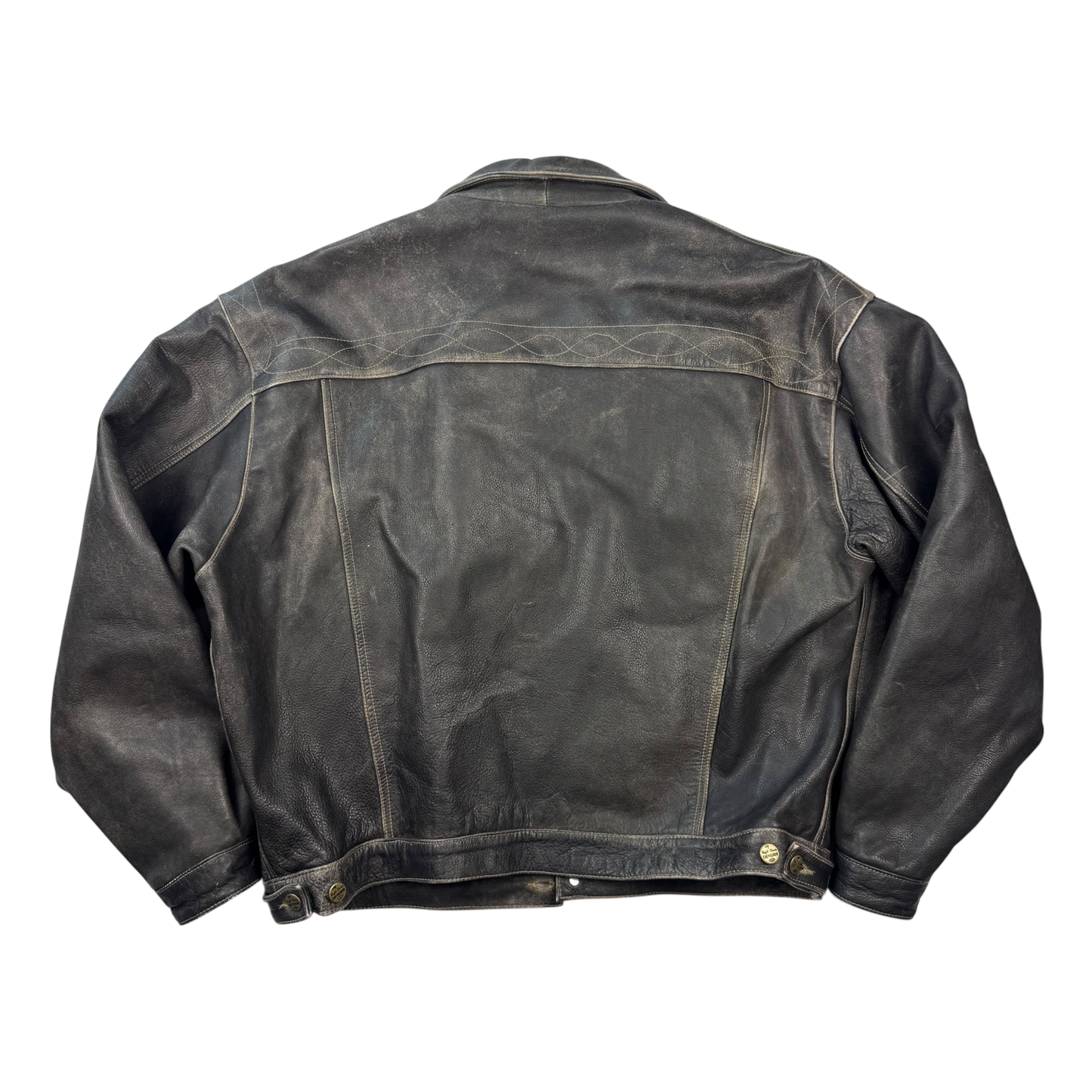 Chevignon Patina Leather Trucker Jacket (L)