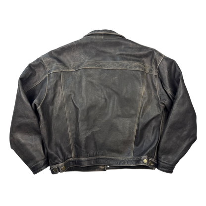 Chevignon Patina Leather Trucker Jacket (L)