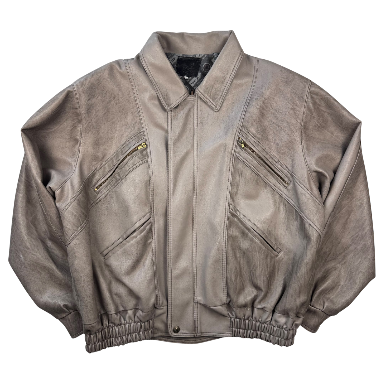 Stone Washed Leather Jacket (XXL)