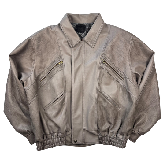 Stone Washed Leather Jacket (XXL)