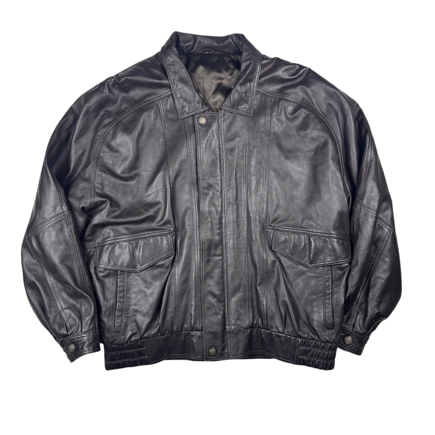 Vintage Leather Jacket Black Smooth Nappa Leather (XXL)