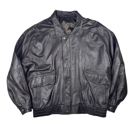 Vintage Leather Jacket Black Smooth Nappa Leather (XXL)