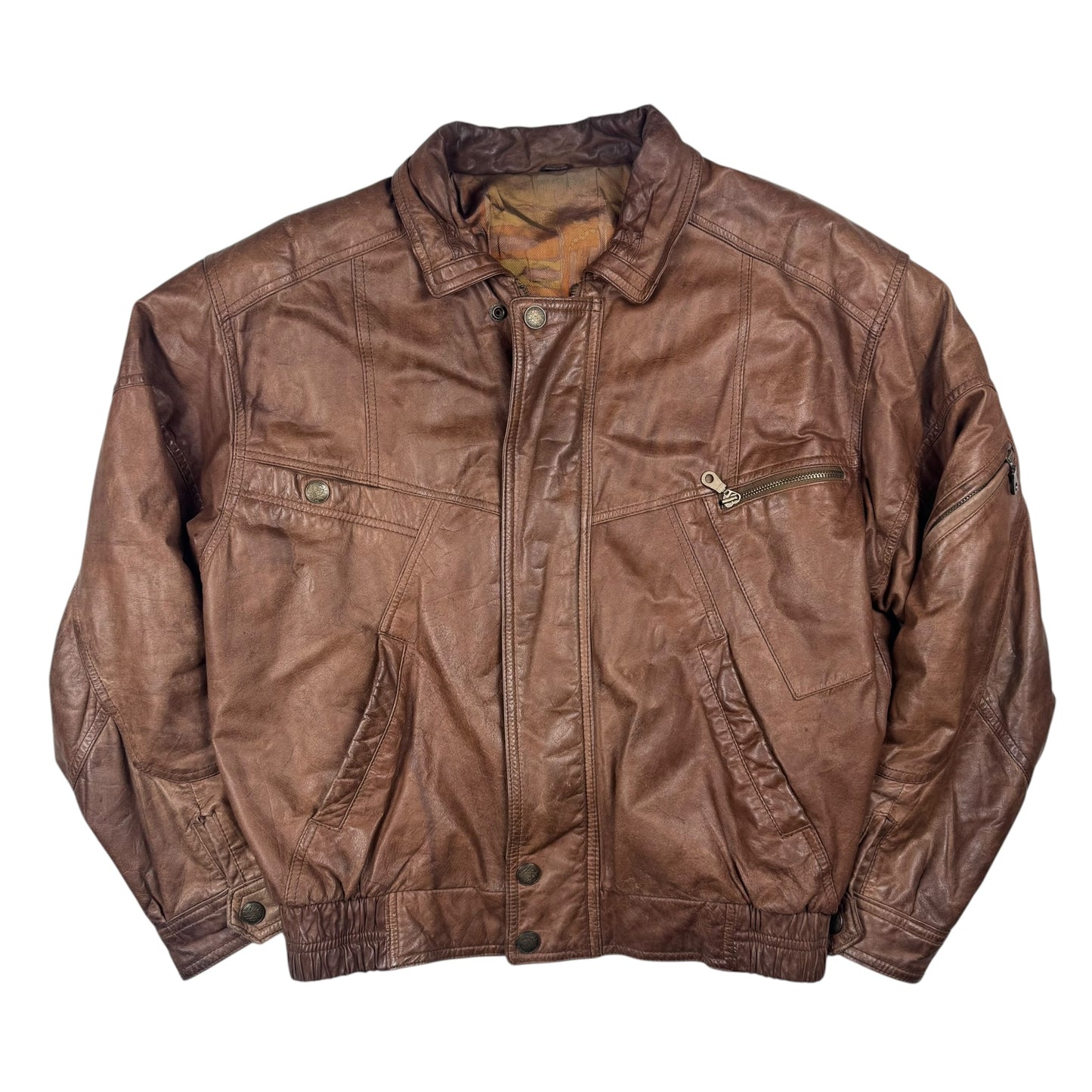 Vintage Leather Jacket Brown Soft Aged Leather (M)