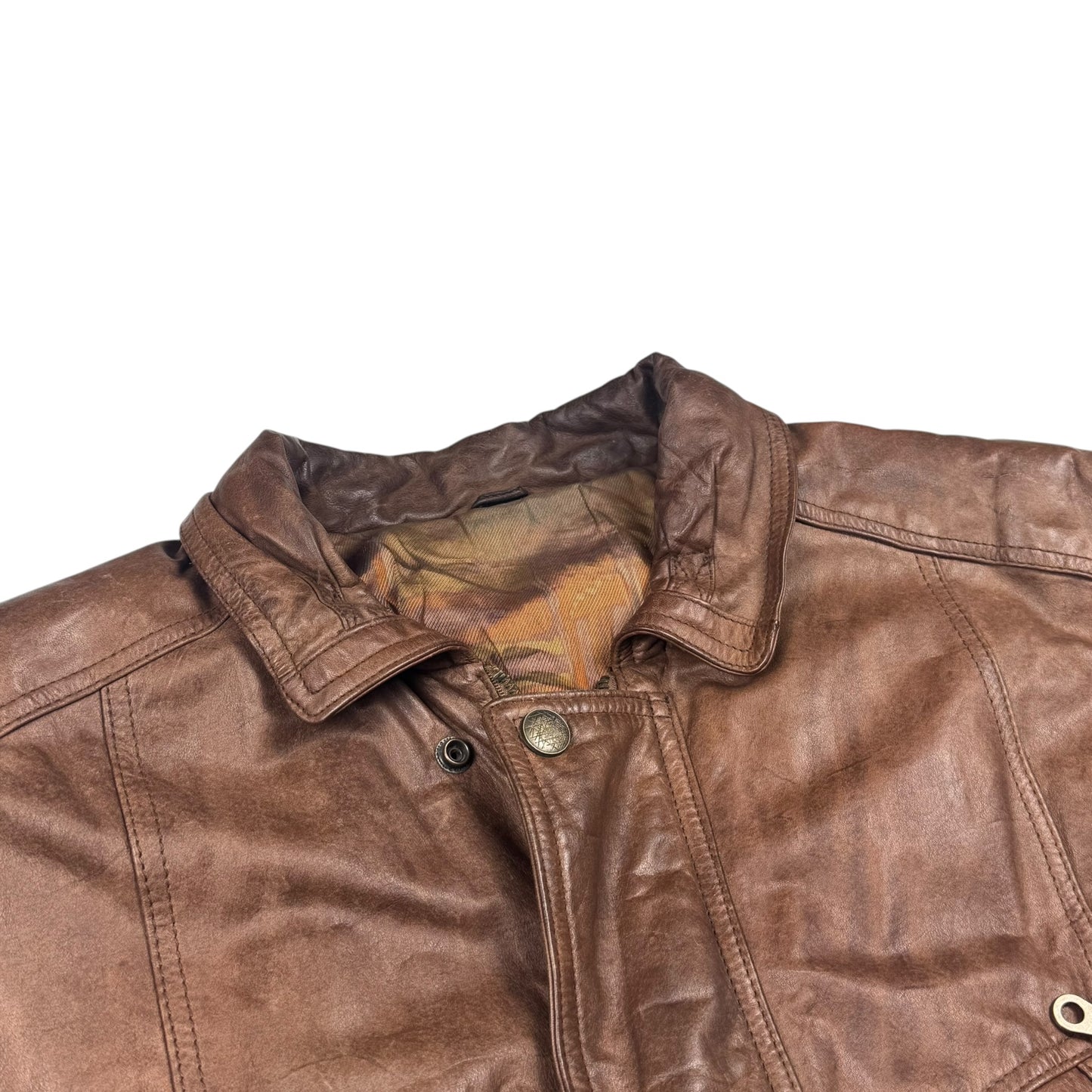 Vintage Leather Jacket Brown Soft Aged Leather (M)