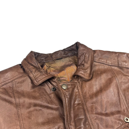 Vintage Leather Jacket Brown Soft Aged Leather (M)