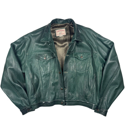 Chevignon Leather Trucker Jacket Deep Green (L)