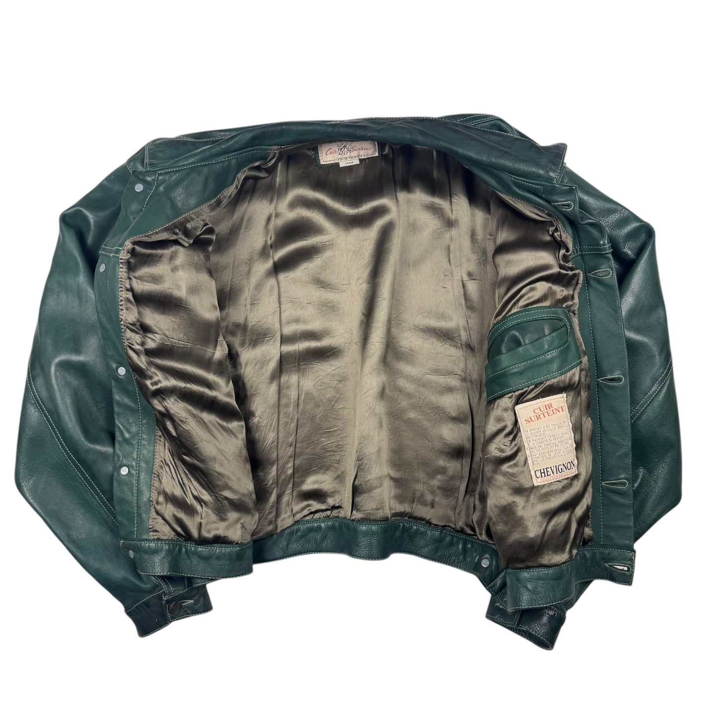 Chevignon Leather Trucker Jacket Deep Green (L)