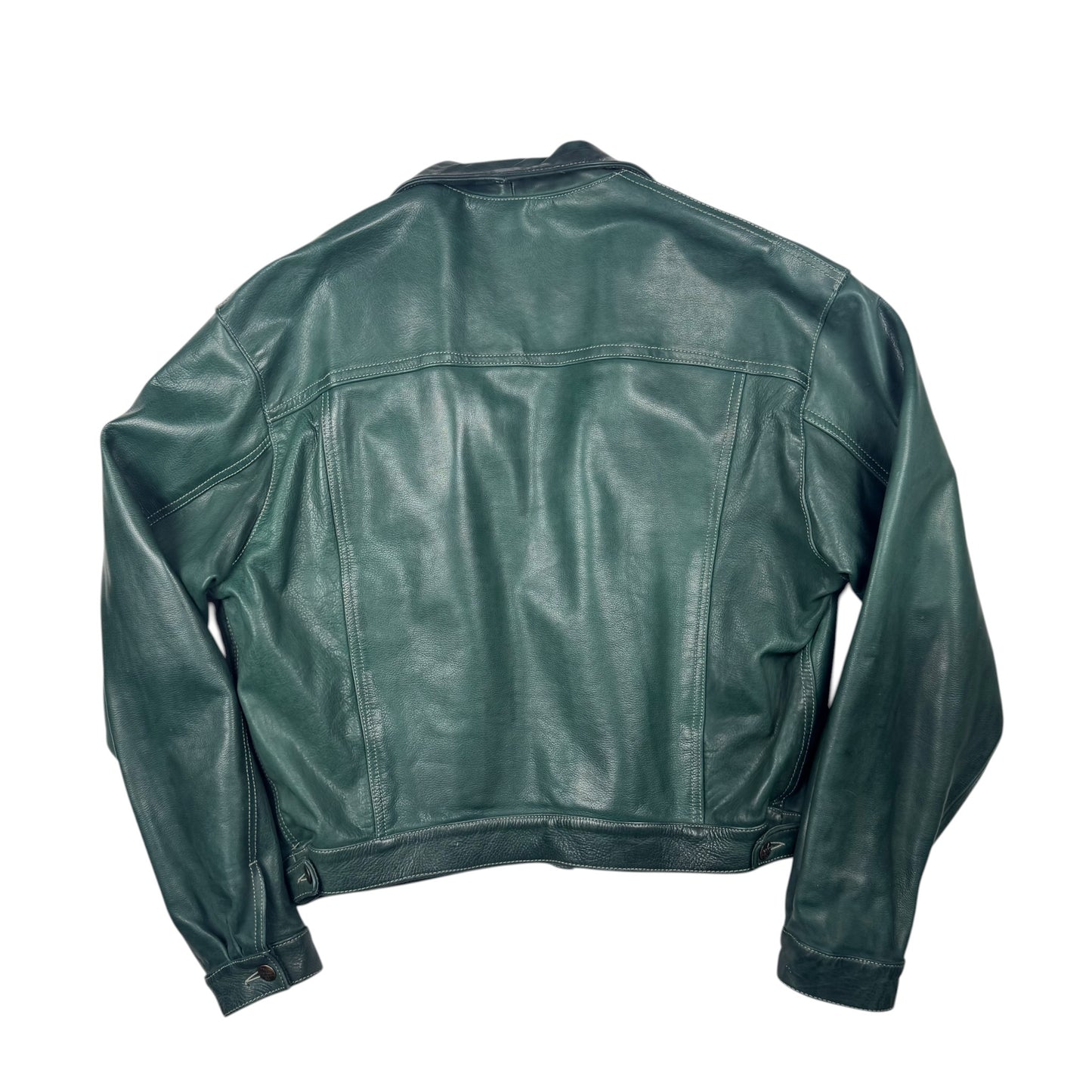 Chevignon Leather Trucker Jacket Deep Green (L)