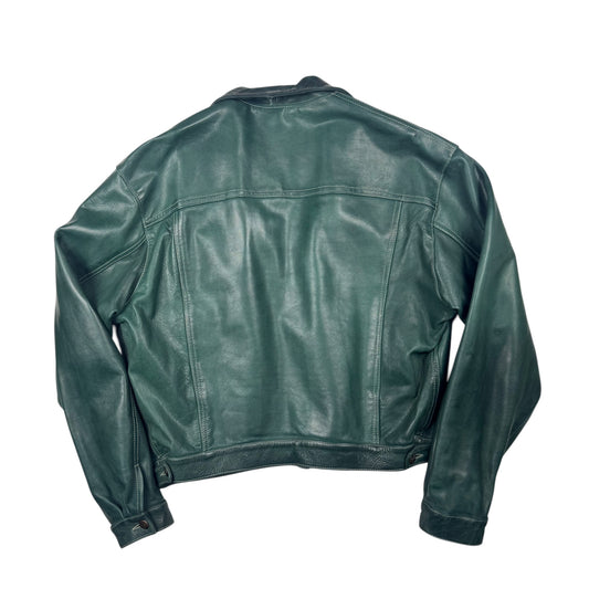 Chevignon Leather Trucker Jacket Deep Green (L)
