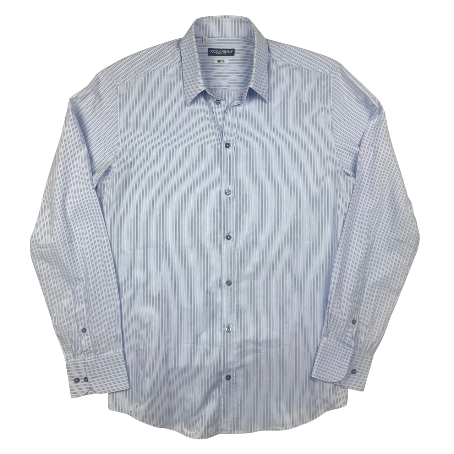 Dolce & Gabbana Martini Striped Shirt Light Blue Fine Cotton (L)