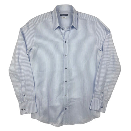 Dolce & Gabbana Martini Striped Shirt Light Blue Fine Cotton (L)