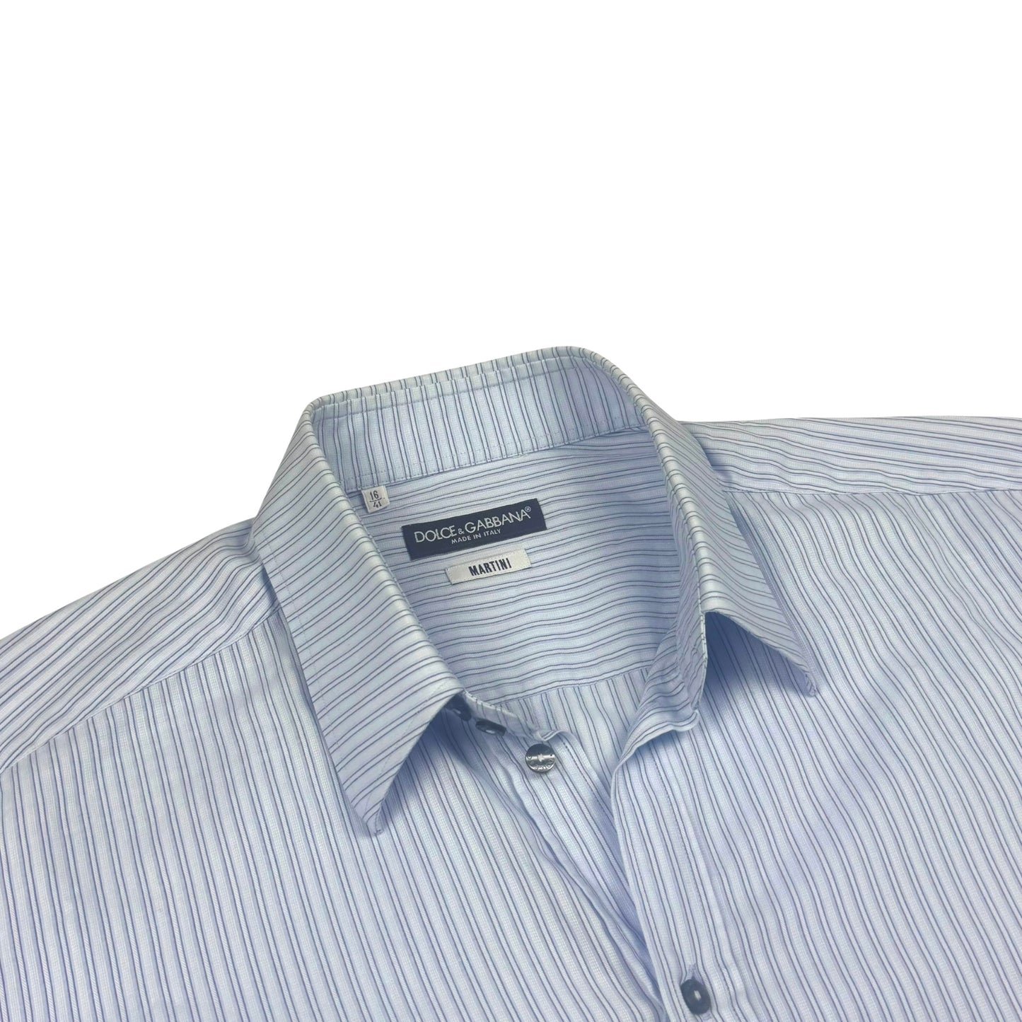 Dolce & Gabbana Martini Striped Shirt Light Blue Fine Cotton (L)