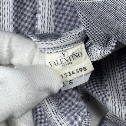 Valentino Striped Shirt Blue Grey Textured Cotton (L)