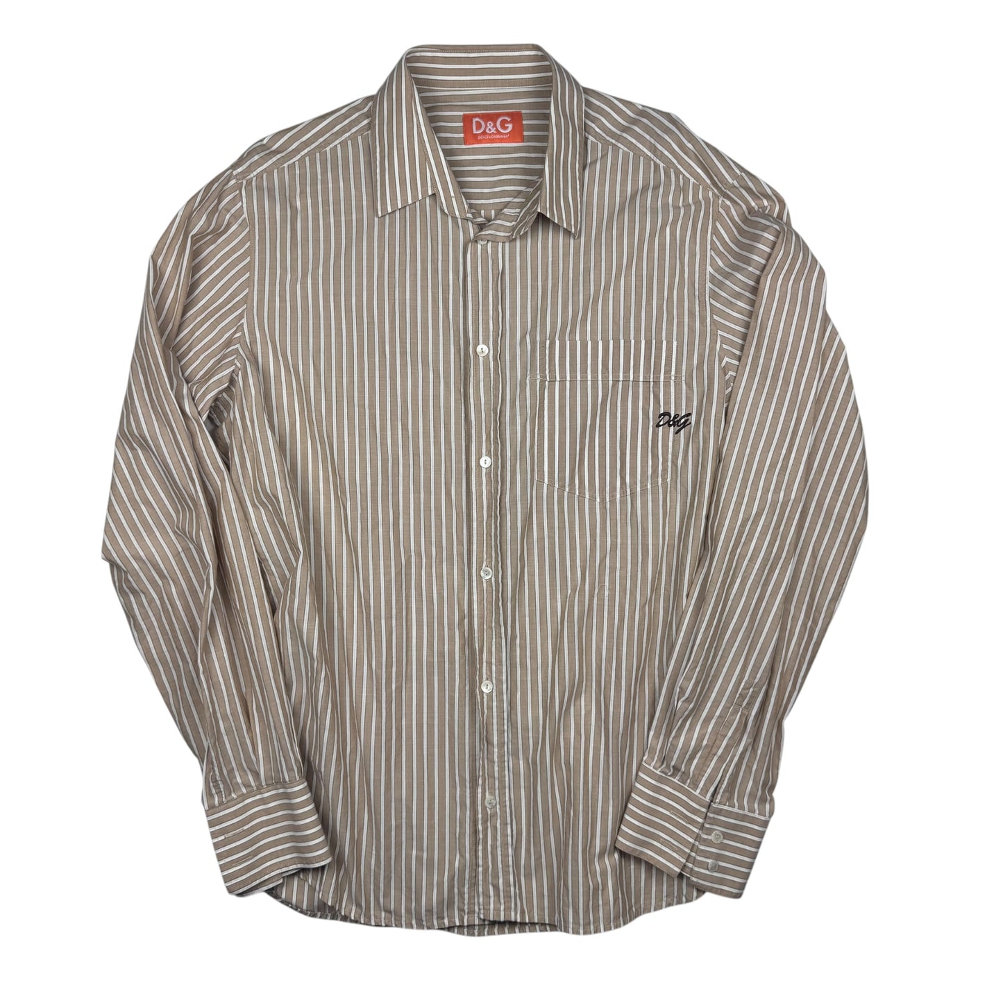 Dolce & Gabbana Striped Shirt Beige Fine Cotton (L)