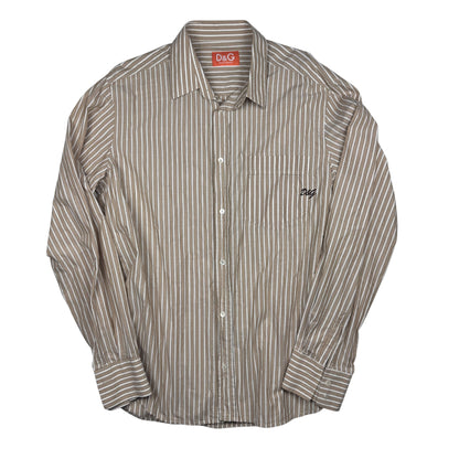 Dolce & Gabbana Striped Shirt Beige Fine Cotton (L)