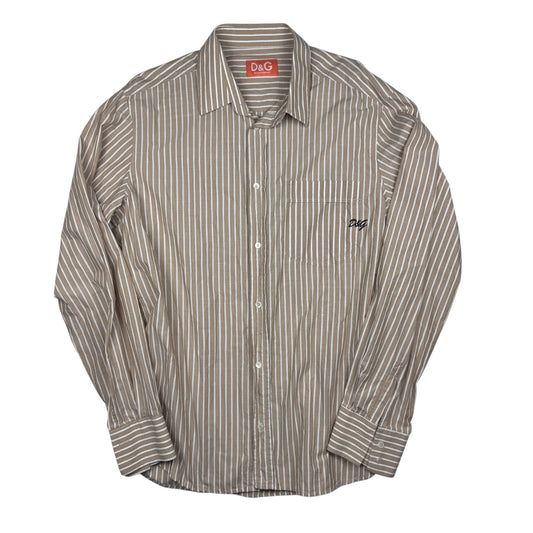 Dolce & Gabbana Striped Shirt Beige Fine Cotton (L)