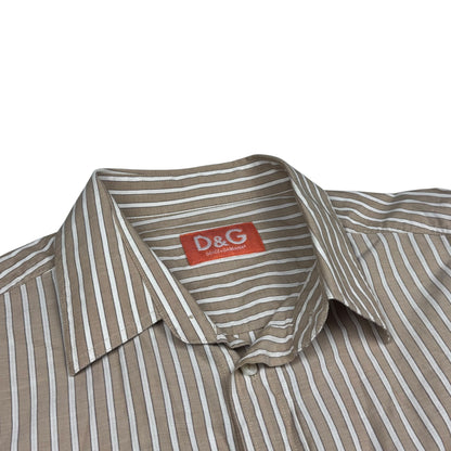Dolce & Gabbana Striped Shirt Beige Fine Cotton (L)