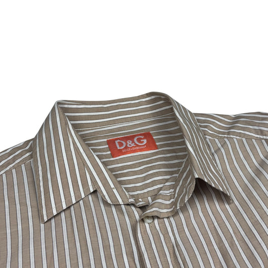 Dolce & Gabbana Striped Shirt Beige Fine Cotton (L)