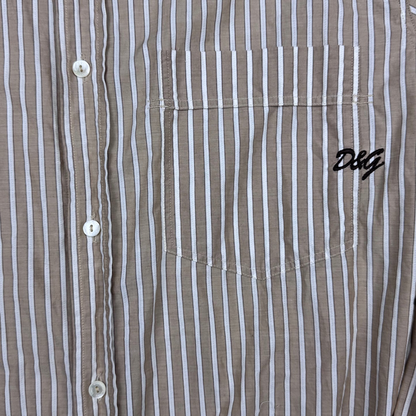 Dolce & Gabbana Striped Shirt Beige Fine Cotton (L)