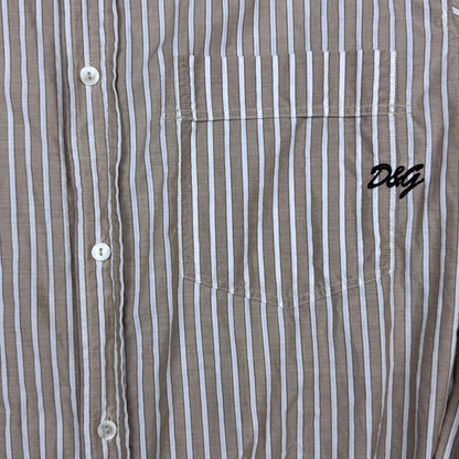 Dolce & Gabbana Striped Shirt Beige Fine Cotton (L)