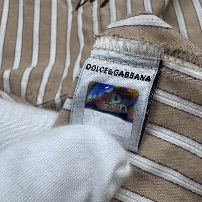 Dolce & Gabbana Striped Shirt Beige Fine Cotton (L)