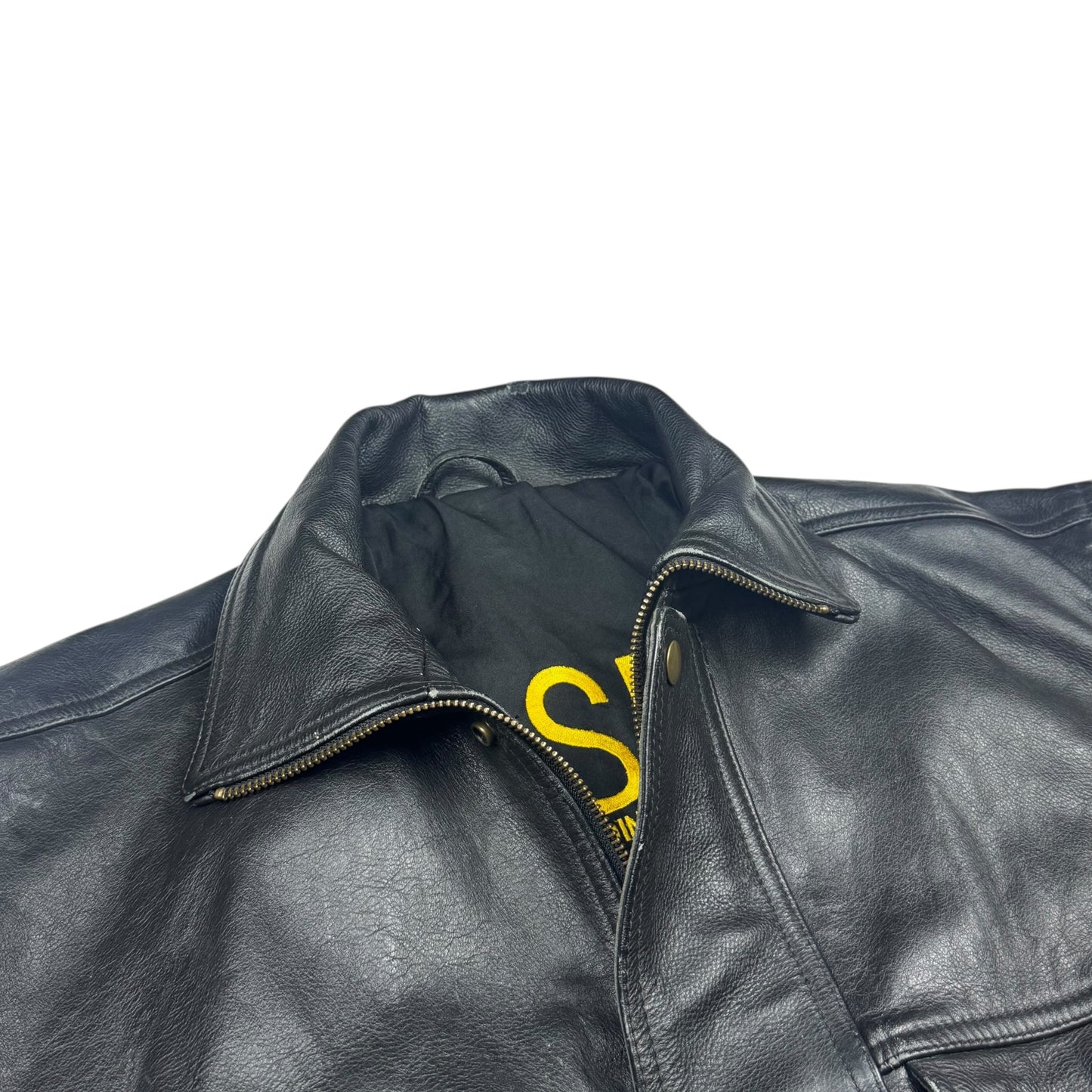 Vintage Cow Nappa Leather Jacket Black Boxy Fit (S)