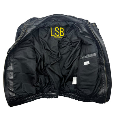 Vintage Cow Nappa Leather Jacket Black Boxy Fit (S)