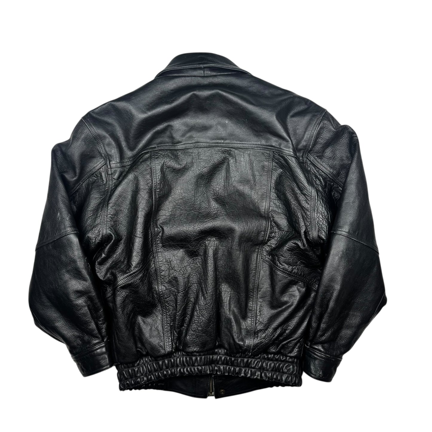 Vintage Cow Nappa Leather Jacket Black Boxy Fit (S)