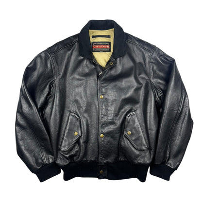 Chevignon Vintage Black Cow Leather Aviator Jacket (M)