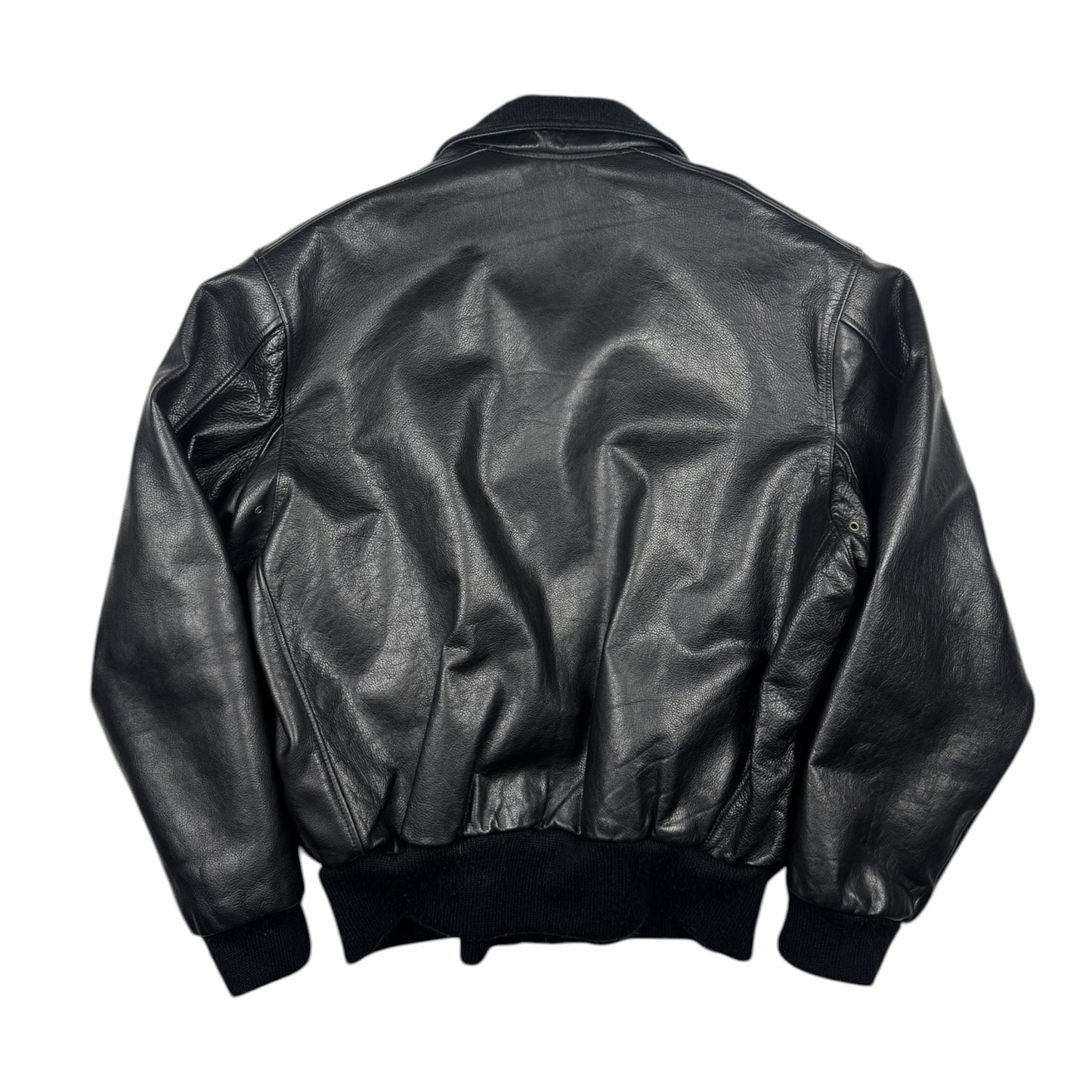 Chevignon Vintage Black Cow Leather Aviator Jacket (M)