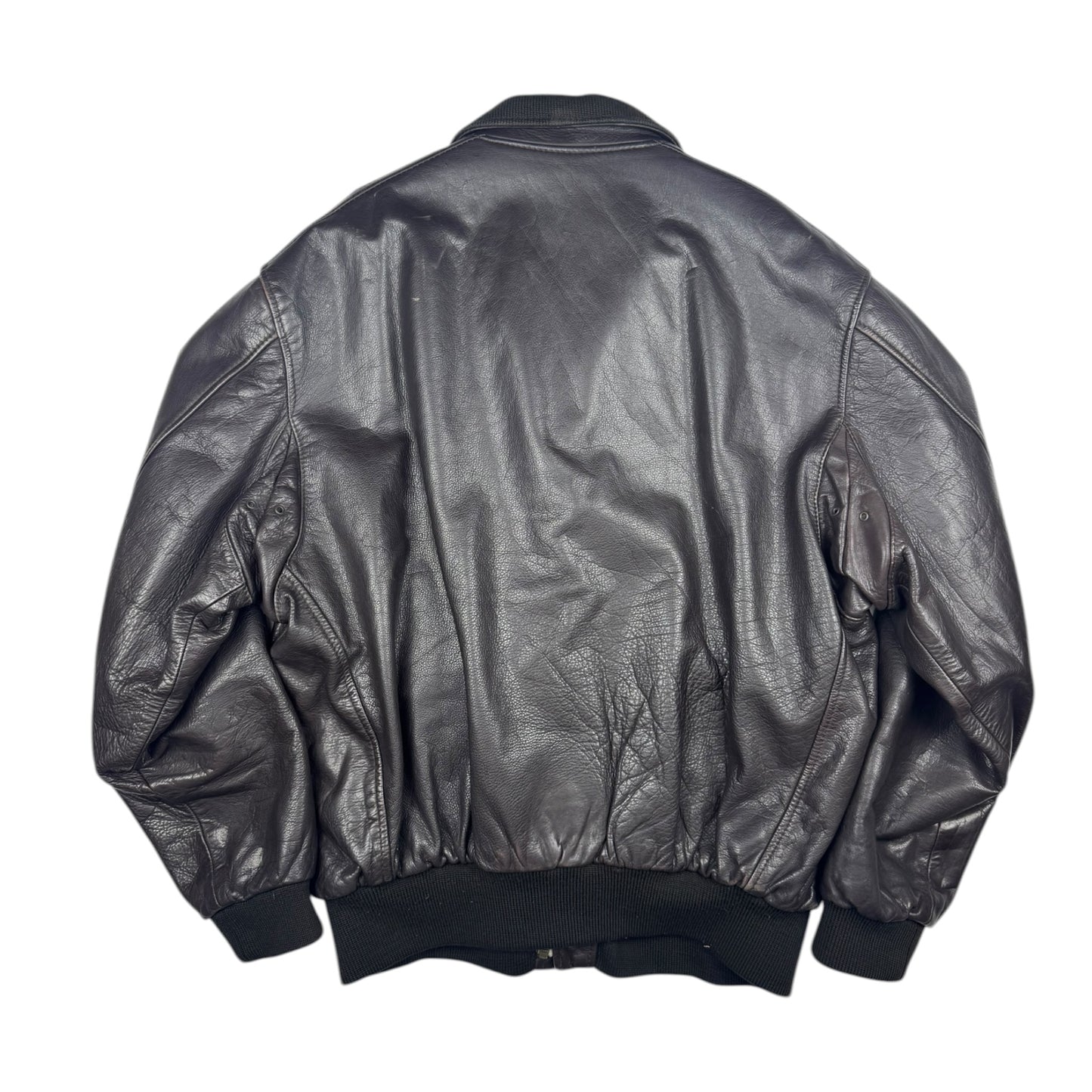 Chevignon Dark Grey Brown Cow Leather Aviator Jacket (XXL)