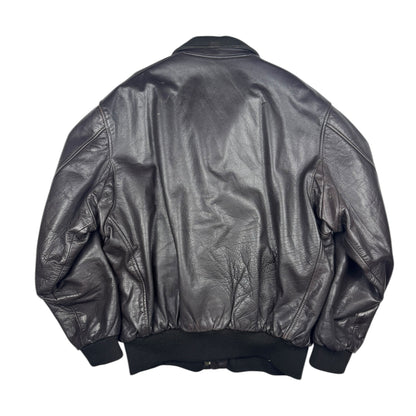 Chevignon Dark Grey Brown Cow Leather Aviator Jacket (XXL)