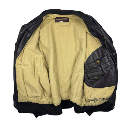 Chevignon Dark Grey Brown Cow Leather Aviator Jacket (XXL)