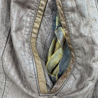 Vintage Light Brown Cow Nappa Leather Utility Jacket (XL)