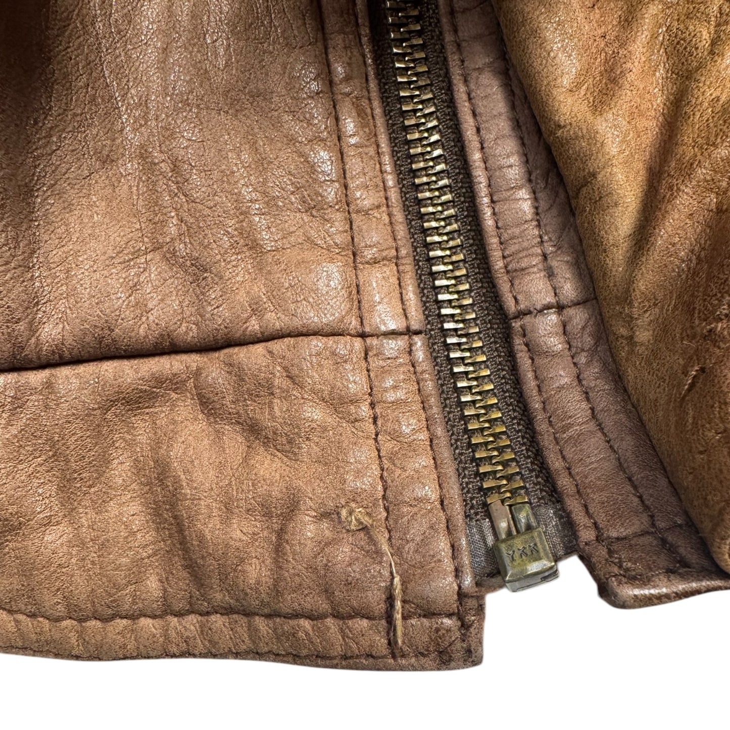 Vintage Light Brown Cow Nappa Leather Utility Jacket (XL)