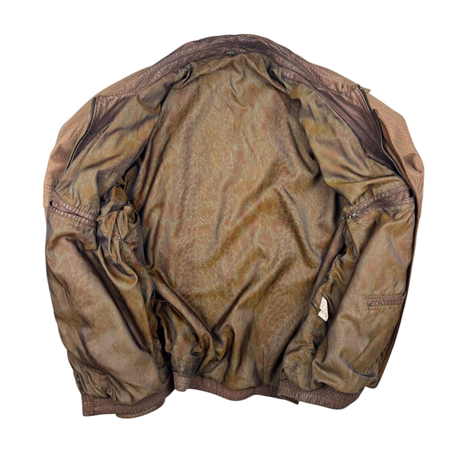 Vintage Light Brown Cow Nappa Leather Utility Jacket (XL)