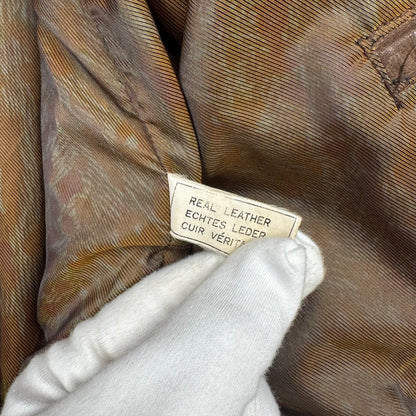 Vintage Light Brown Cow Nappa Leather Utility Jacket (XL)