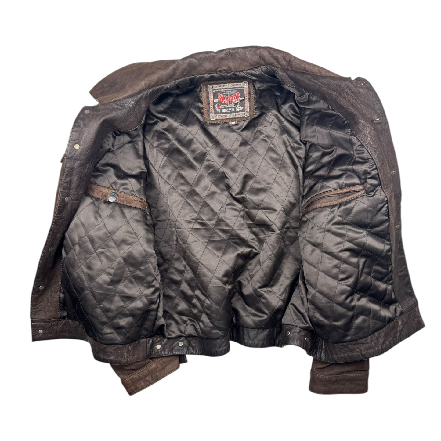 Skipper Distressed Buffalo Leather Trucker Jacket (XXL)