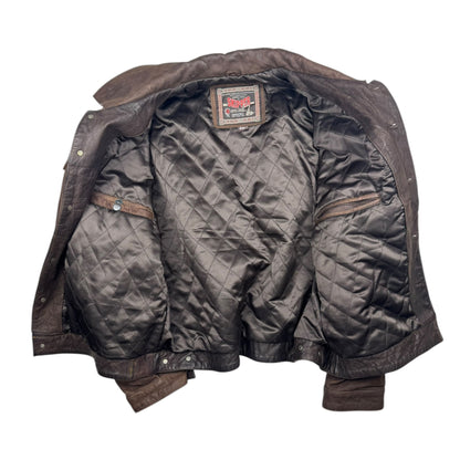 Skipper Distressed Buffalo Leather Trucker Jacket (XXL)