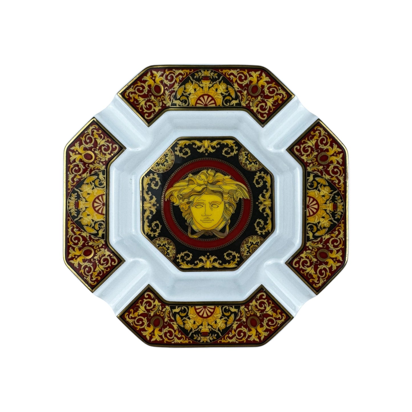 Versace X Rosenthal Medusa Baroque Porcelain Ashtray – Red & Gold