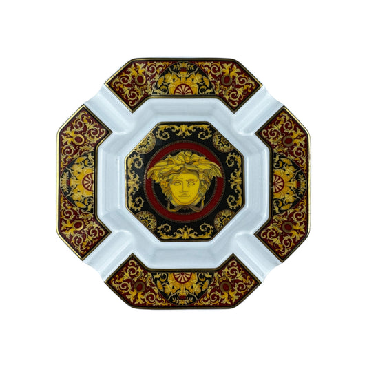 Versace X Rosenthal Medusa Baroque Porcelain Ashtray – Red & Gold
